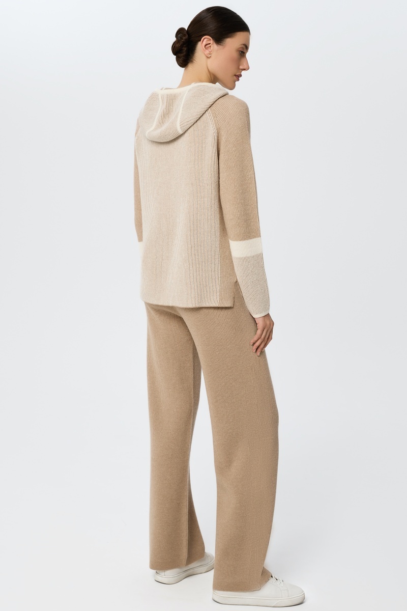 sku: W25-00CH0814 | Brand: Marc Andre  | Size: 36 38 40 42 44 46  | Colors: Бежевый  | Бренды Marc&Andre | Кашемир Джемперы | Title: Джемпер на молнии с капюшоном RIBBED RHYTHM