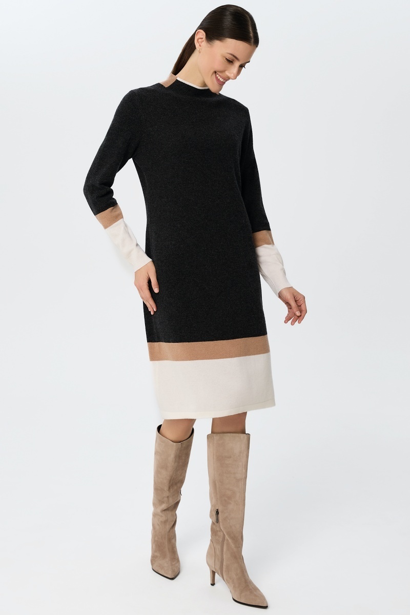 sku: W25-00CH0503 | Brand: Marc Andre  | Size: 36 38 40 42 44  | Colors: Черный  | Бренды Marc&Andre | Кашемир | Title: Платье URBAN BLOCK