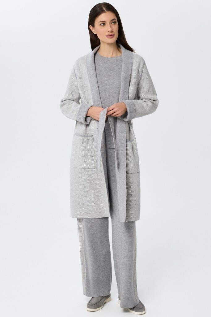 sku: W25-00CH0201 | Brand: Marc Andre  | Size: Small Medium Large  | Colors: Серый  | Бренды Marc&Andre | Кашемир Кардиганы | Title: Кардиган ETERNAL WAVES