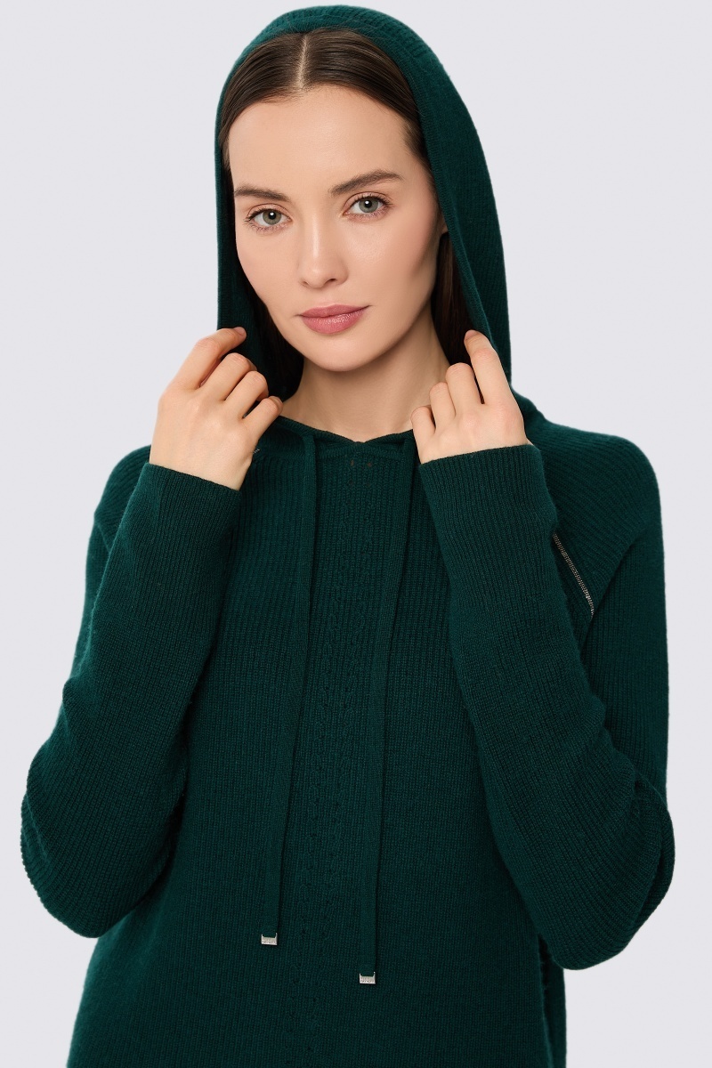 sku: W25-00CH0314 | Brand: Marc Andre  | Size: 36 38 40 42 44 46  | Colors: Изумруд  | Бренды Marc&Andre | Кашемир Джемперы | Title: Джемпер с капюшоном QUITE MOTION