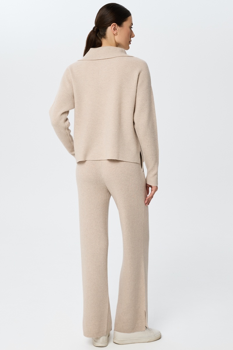 sku: W25-00CH0423 | Brand: Marc Andre | Size: 36 38 40 42 44 46 | Colors: Бежевый | Бренды Marc&Andre | Кашемир Джемперы | Title: Свитер с воротником на молнии QUITE MOTION