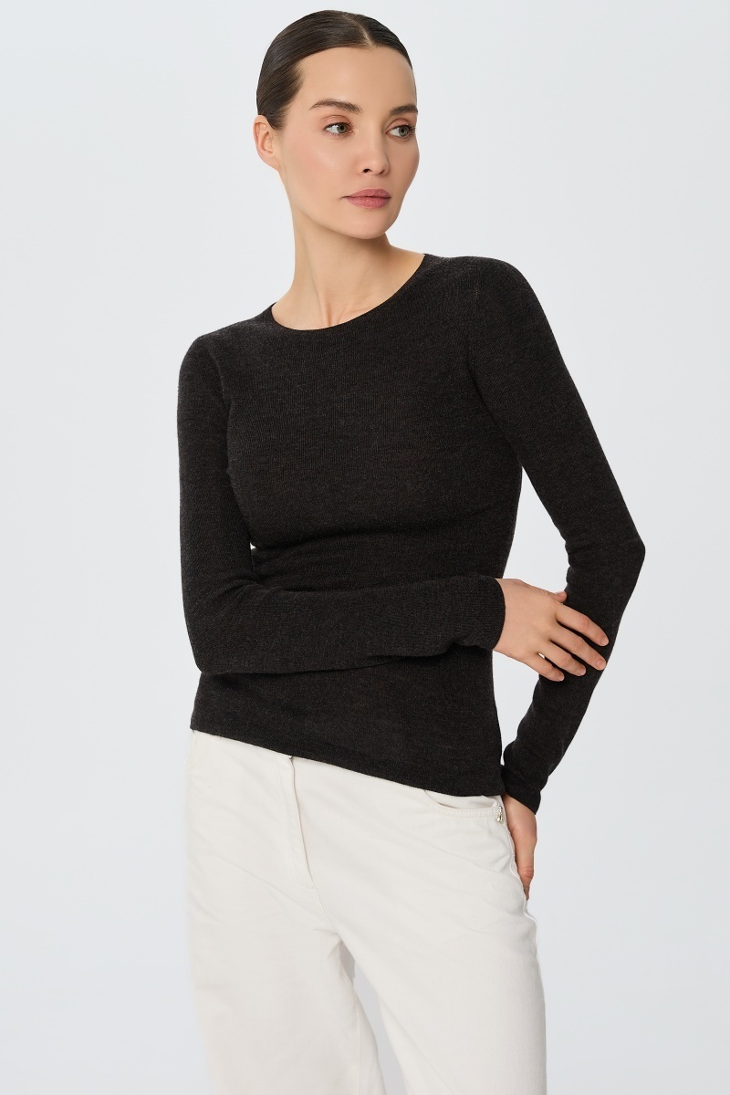 sku: W25-00MW2119 | Brand: Marc Andre  | Size: 36 38 40 42 44 46  | Colors: Черный  | Бренды Marc&Andre | Кашемир Джемперы | Title: Лонгслив SHEER WHISPER