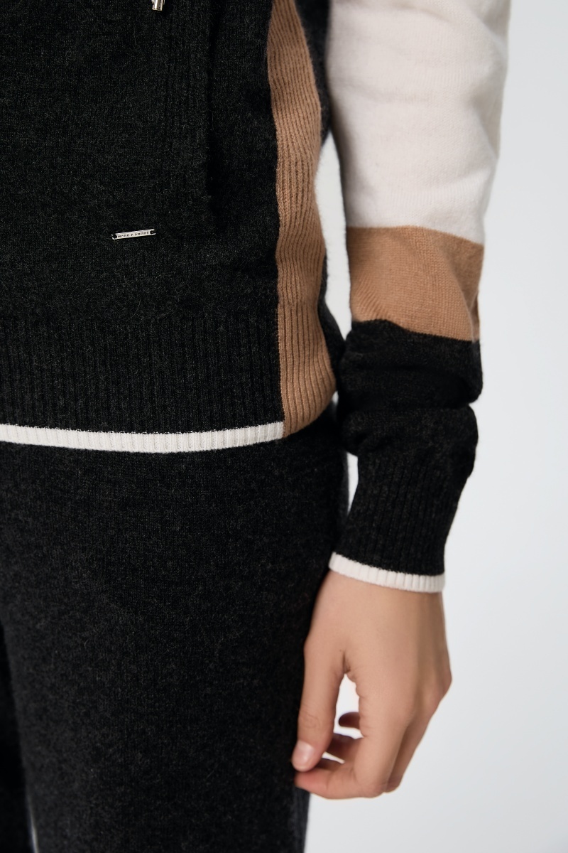 sku: W25-00CH0514 | Brand: Marc Andre  | Size: 36 38 40 42 44 46  | Colors: Цветной  | Бренды Marc&Andre | Кашемир Джемперы | Title: Джемпер на молнии с капюшоном URBAN BLOCK