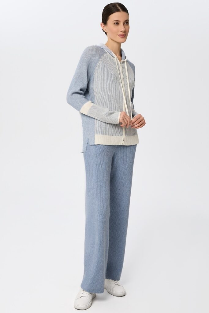 sku: W25-00CH0914 | Brand: Marc Andre  | Size: 36 38 40 42 44 46  | Colors: Голубой  | Бренды Marc&Andre | Кашемир Джемперы | Title: Джемпер на молнии с капюшоном RIBBED RHYTHM