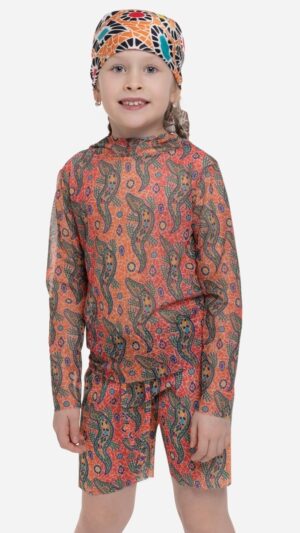 sku: 25002266 | Brand: RoDaSoleil  | Size: 104 110 116 122 128 134 140 146 152 158  | Colors: Цветной  | Бренды RoDaSoleil | Детские купальники | Title: Шорты детские КРОКОДИЛ ОРАНЖЕВЫЙ ПАТТЕРН