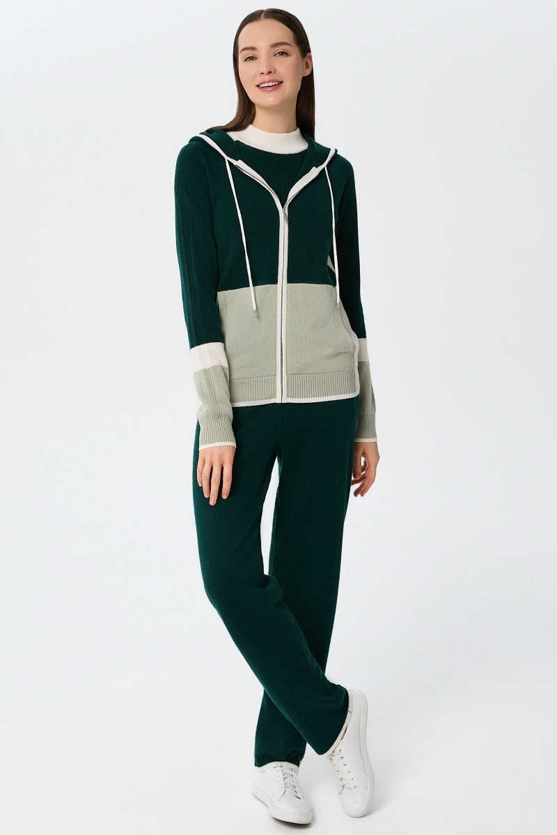 sku: W25-00CH0714 | Brand: Marc Andre | Size: 36 38 40 42 44 46 | Colors: Зеленый | Бренды Marc&Andre | Кашемир Джемперы | Title: Джемпер на молнии с капюшоном URBAN BLOCK