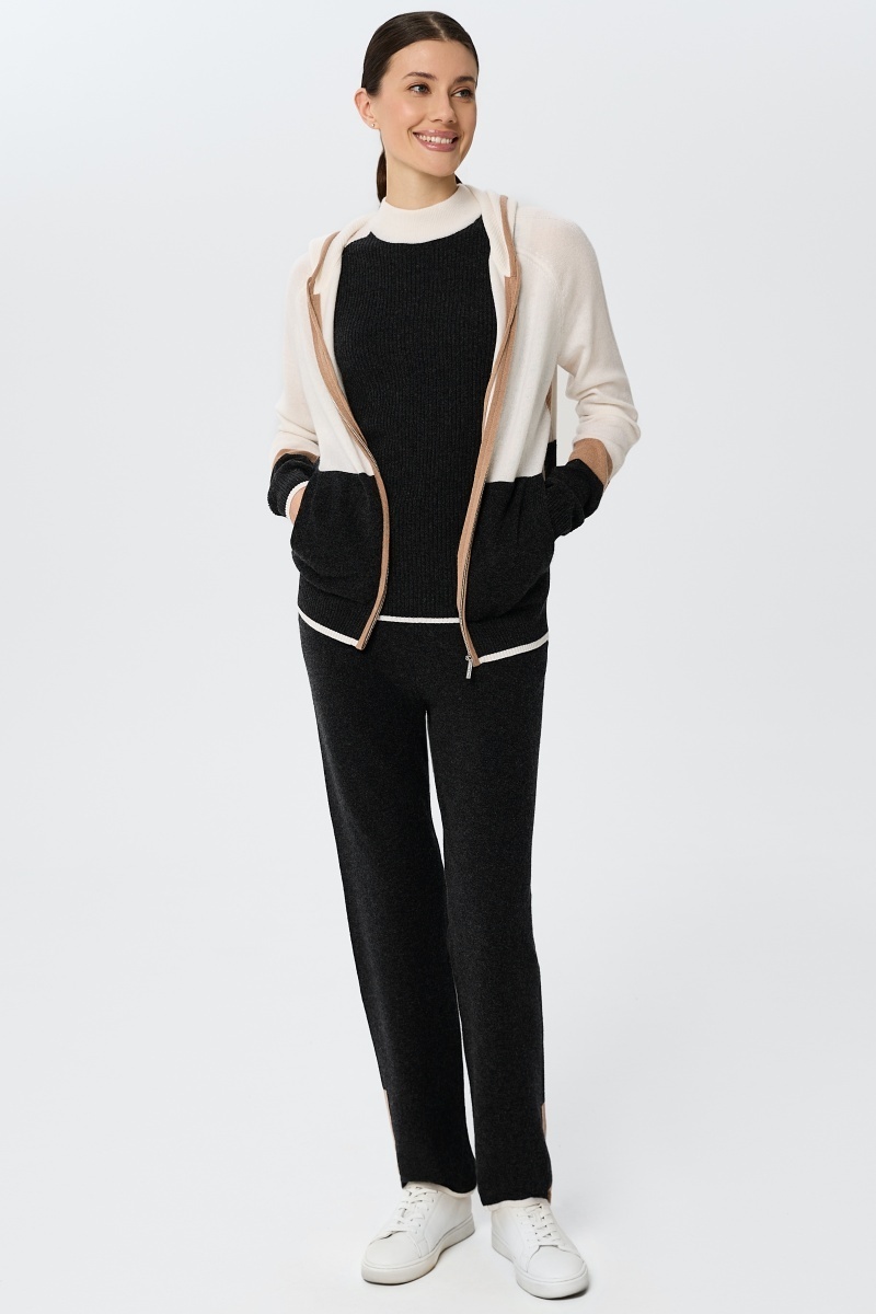 sku: W25-00CH0514 | Brand: Marc Andre  | Size: 36 38 40 42 44 46  | Colors: Цветной  | Бренды Marc&Andre | Кашемир Джемперы | Title: Джемпер на молнии с капюшоном URBAN BLOCK