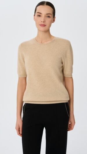 sku: W25-00CH1408 | Brand: Marc Andre  | Size: 36 38 40 42 44 46  | Colors: Бежевый  | Бренды Marc&Andre | Кашемир Джемперы | Title: Джемпер с коротким рукавом DAILY DELIGHT