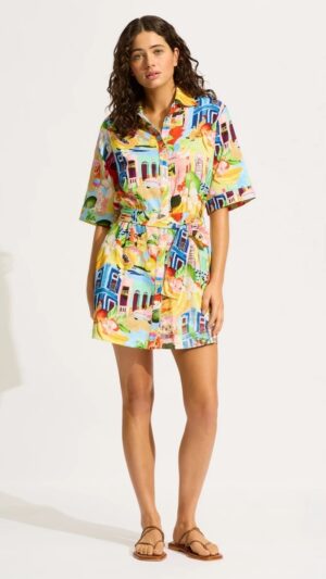 sku: 55442-DR | Brand: Seafolly  | Size: Small Medium Large  | Colors: Бирюзовый  | Бренды Seafolly | Пляжная одежда | Title: Платье - рубашка