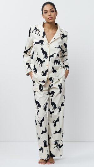 sku: NYRA | Brand: Aruelle  | Size: XSmall Small Medium Large XLarge XXLarge  | Colors: Кремовый/Черный  | Бренды Aruelle | Домашняя одежда Пижамы | Title: Пижама с брюками NYRA
