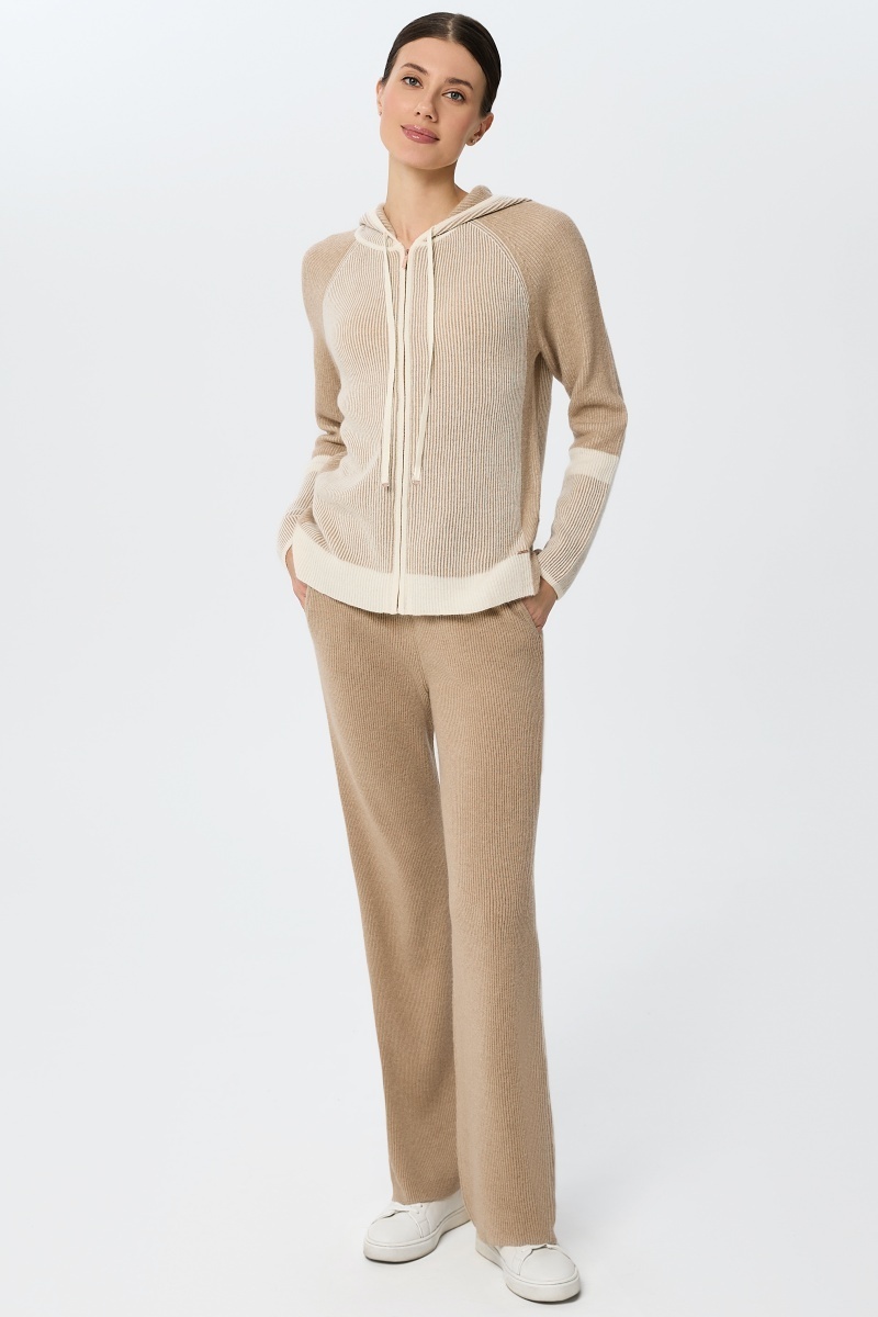 sku: W25-00CH0814 | Brand: Marc Andre  | Size: 36 38 40 42 44 46  | Colors: Бежевый  | Бренды Marc&Andre | Кашемир Джемперы | Title: Джемпер на молнии с капюшоном RIBBED RHYTHM