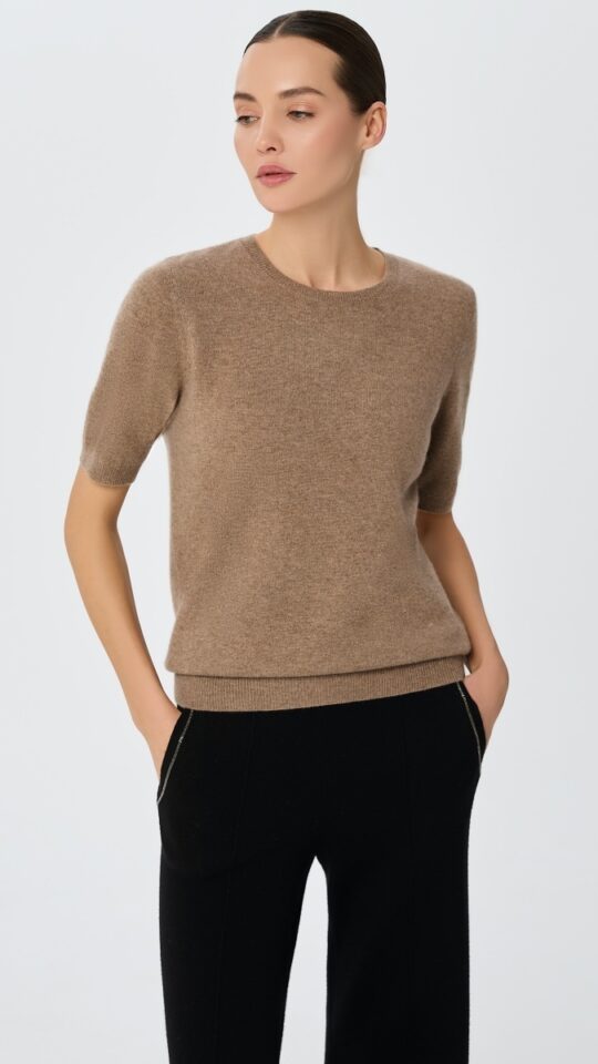 sku: W25-00CH1508 | Brand: Marc Andre  | Size: 36 38 40 42 44 46  | Colors: Коричневый  | Бренды Marc&Andre | Кашемир Джемперы | Title: Джемпер с коротким рукавом DAILY DELIGHT