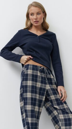 sku: LUCIE | Brand: Aruelle  | Size: XSmall Small Medium Large XLarge XXLarge  | Colors: Синий/Бежевый  | Бренды Aruelle | Домашняя одежда Пижамы | Title: Пижама с брюками LUCIE