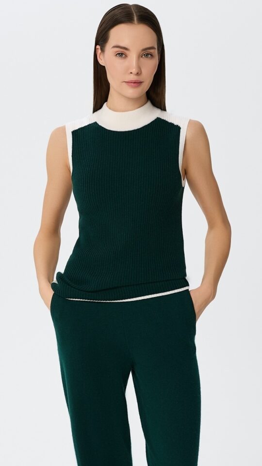 sku: W25-00CH0705 | Brand: Marc Andre  | Size: 36 38 40 42 44  | Colors: Зеленый  | Бренды Marc&Andre | Кашемир Джемперы | Title: Джемпер без рукава URBAN BLOCK