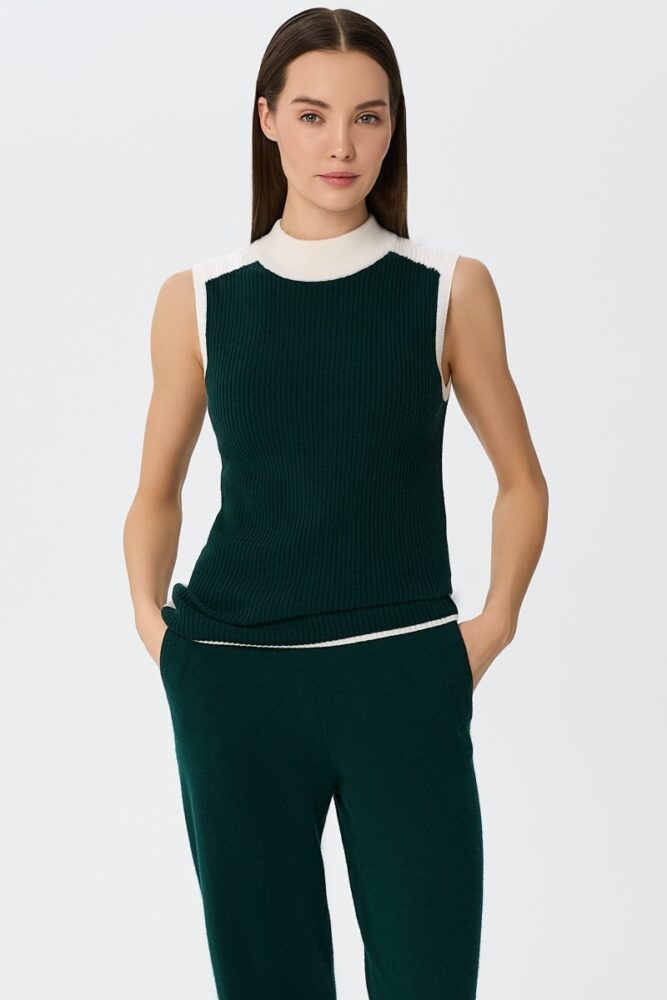 sku: W25-00CH0705 | Brand: Marc Andre  | Size: 36 38 40 42 44  | Colors: Зеленый  | Бренды Marc&Andre | Кашемир Джемперы | Title: Джемпер без рукава URBAN BLOCK