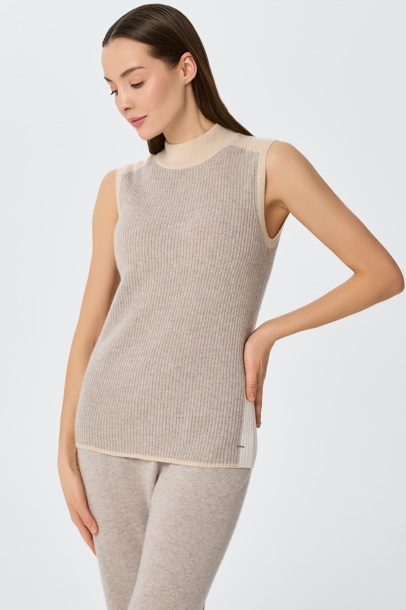 sku: W25-00CH0605 | Brand: Marc Andre  | Size: 36 38 40 42 44  | Colors: Серый  | Бренды Marc&Andre | Кашемир Джемперы | Title: Джемпер без рукава URBAN BLOCK