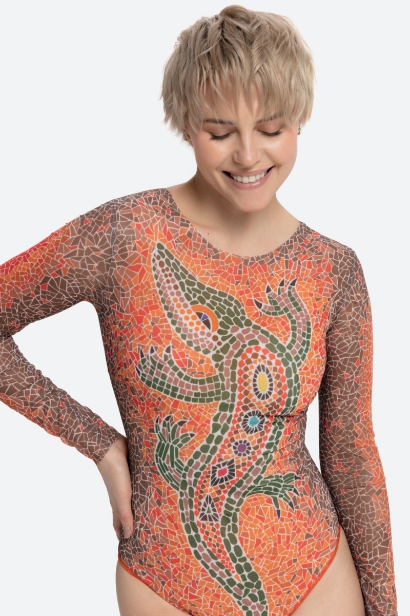 sku: 25001058 | Brand: RoDaSoleil  | Size: XSmall Small Medium Large XLarge  | Colors: Оранжевый  | Бренды RoDaSoleil | Купальники Слитные | Title: Слитный купальник КРОКОДИЛ ОРАНЖЕВЫЙ