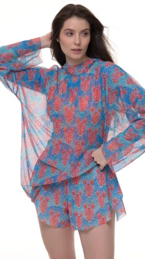 sku: 25004552 | Brand: RoDaSoleil  | Size: L/XL S/M  | Colors: Цветной  | Бренды RoDaSoleil | Пляжная одежда | Title: Футболка ОМАР ПАТТЕРН с капюшоном