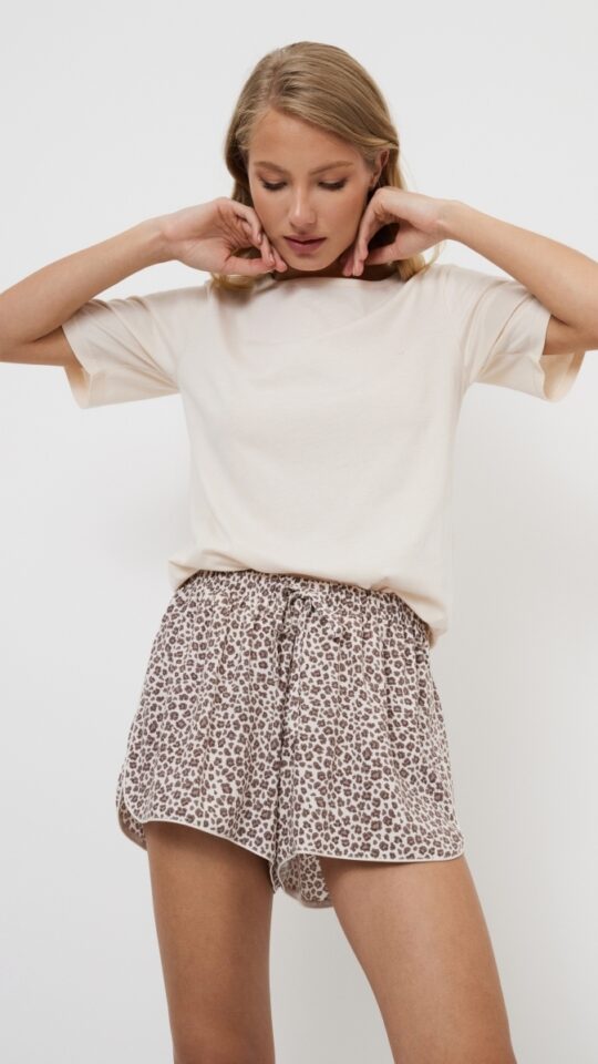 sku: LUMMY | Brand: Aruelle  | Size: XSmall Small Medium Large XLarge XXLarge  | Colors: Пудровый + Леопард  | Бренды Aruelle | Домашняя одежда Пижамы | Title: Пижама с шортами LUMMY
