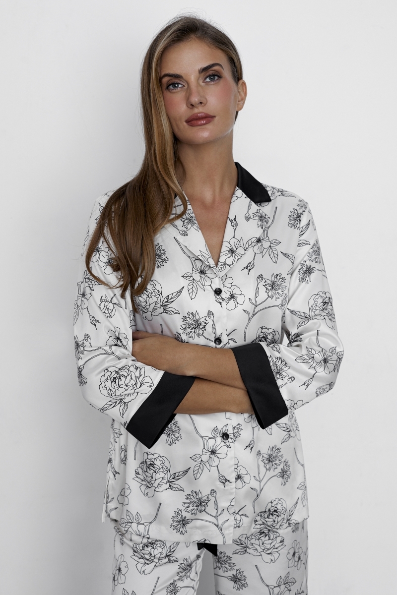sku: 60613 | Brand: Laete  | Size: XSmall Small Medium Large XLarge XXLarge  | Colors: Молочный/Черный  | Бренды Laete | Домашняя одежда Пижамы | Title: Пижама с брюками