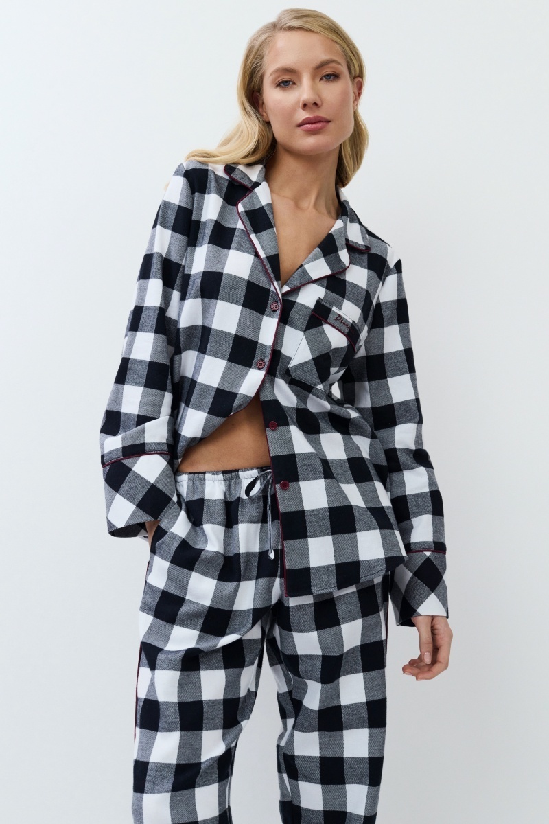 sku: ANGELICA | Brand: Aruelle  | Size: XSmall Small Medium Large XLarge XXLarge  | Colors: Черный/Белый  | Бренды Aruelle | Домашняя одежда Пижамы | Title: Пижама с брюками ANGELICA