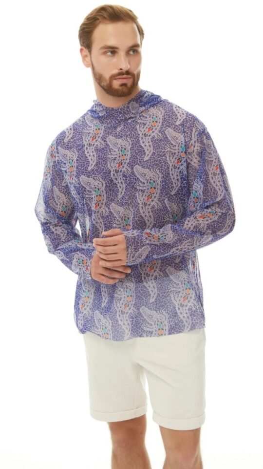 sku: 25003267 | Brand: RoDaSoleil  | Size: XSmall Small Medium Large XLarge XXLarge  | Colors: Лиловый  | Бренды RoDaSoleil | Пляжная одежда | Мужская коллекция Пляжная одежда | Title: Футболка КРОКОДИЛ ЛИЛОВЫЙ с капюшоном