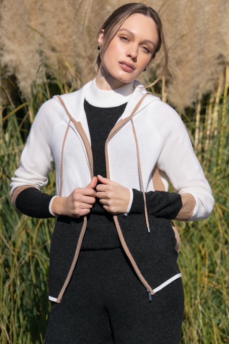 sku: W25-00CH0514 | Brand: Marc Andre  | Size: 36 38 40 42 44 46  | Colors: Цветной  | Бренды Marc&Andre | Кашемир Джемперы | Title: Джемпер на молнии с капюшоном URBAN BLOCK