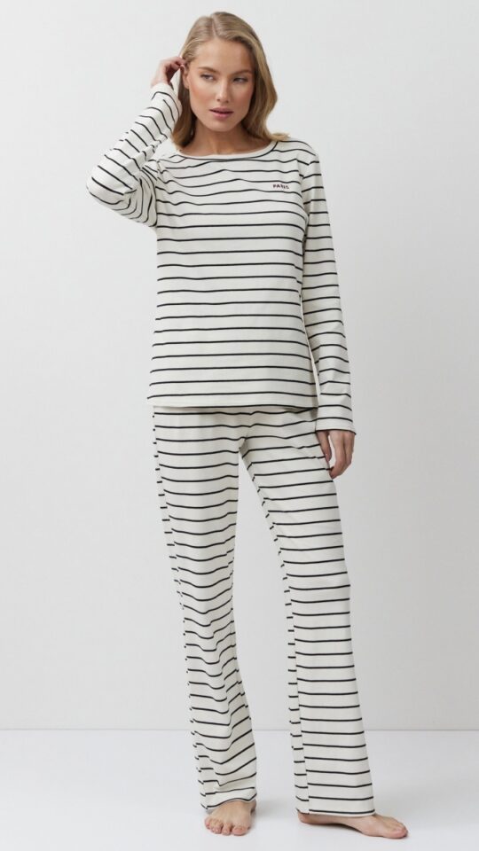 sku: JUSTINE SET | Brand: Aruelle  | Size: XSmall Small Medium Large XLarge  | Colors: Кремовый/Черный  | Бренды Aruelle | Домашняя одежда Костюмы | Title: Комплект с брюками JUSTINE SET