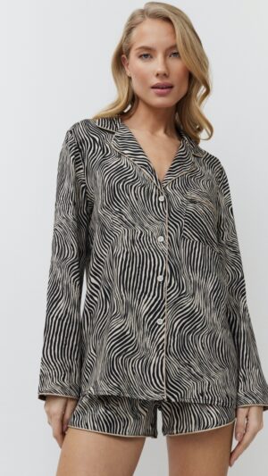 sku: LINNA | Brand: Aruelle  | Size: XSmall Small Medium Large XLarge XXLarge  | Colors: Черный/Мокка  | Бренды Aruelle | Домашняя одежда Пижамы | Title: Пижама с шортами LINNA