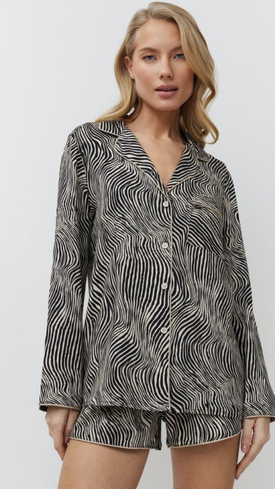 sku: LINNA | Brand: Aruelle  | Size: XSmall Small Medium Large XLarge XXLarge  | Colors: Черный/Мокка  | Бренды Aruelle | Домашняя одежда Пижамы | Title: Пижама с шортами LINNA