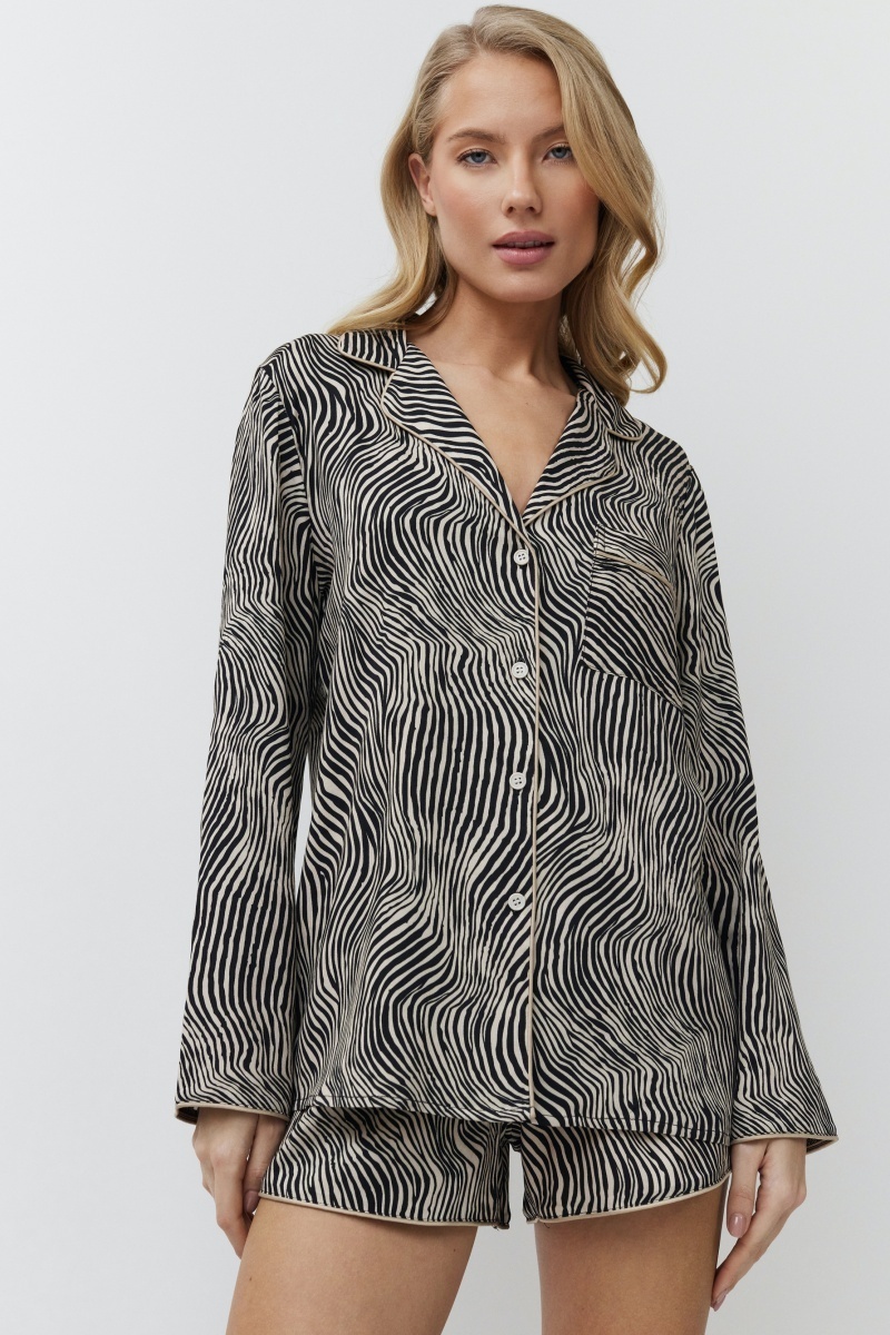 sku: LINNA | Brand: Aruelle  | Size: XSmall Small Medium Large XLarge XXLarge  | Colors: Черный/Мокка  | Бренды Aruelle | Домашняя одежда Пижамы | Title: Пижама с шортами LINNA