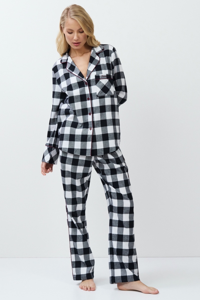 sku: ANGELICA | Brand: Aruelle  | Size: XSmall Small Medium Large XLarge XXLarge  | Colors: Черный/Белый  | Бренды Aruelle | Домашняя одежда Пижамы | Title: Пижама с брюками ANGELICA