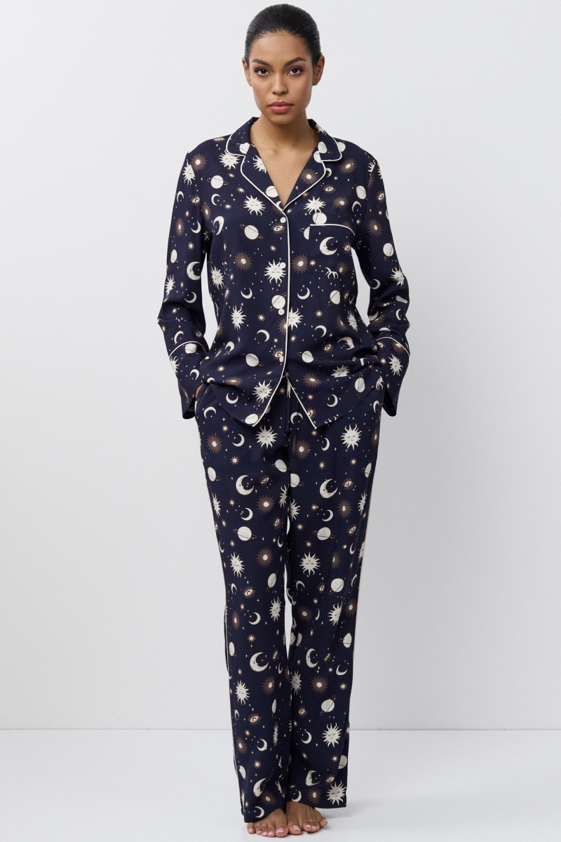 sku: VENUS | Brand: Aruelle  | Size: XSmall Small Medium Large XLarge  | Colors: Синий/Кремовый  | Бренды Aruelle | Домашняя одежда Пижамы | Title: Пижама с  брюками VENUS