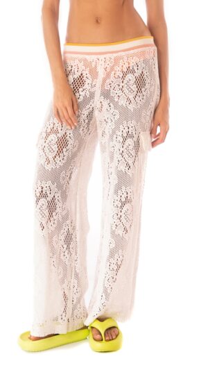 sku: PT2534CPA002 | Brand: Maaji  | Size: Medium Large  | Colors: Бежевый/Оранжевый  | Бренды Maaji | Пляжная одежда | Title: Брюки FLOWERY CROCHET