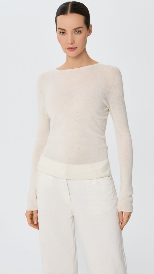 sku: W25-00MW1819 | Brand: Marc Andre  | Size: 36 38 40 42 44 46  | Colors: Белый  | Бренды Marc&Andre | Кашемир Джемперы | Title: Лонгслив SHEER WHISPER