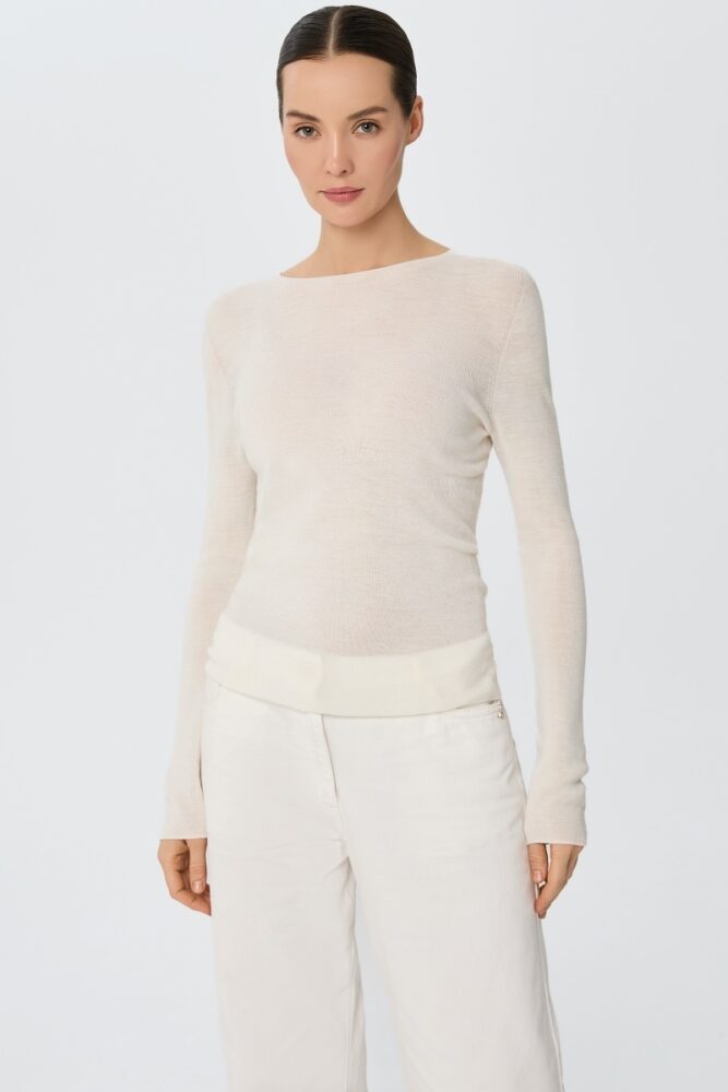 sku: W25-00MW1819 | Brand: Marc Andre  | Size: 36 38 40 42 44 46  | Colors: Белый  | Бренды Marc&Andre | Кашемир Джемперы | Title: Лонгслив SHEER WHISPER