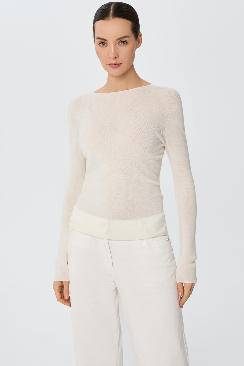 sku: W25-00MW1819 | Brand: Marc Andre  | Size: 36 38 40 42 44 46  | Colors: Белый  | Бренды Marc&Andre | Кашемир Джемперы | Title: Лонгслив SHEER WHISPER