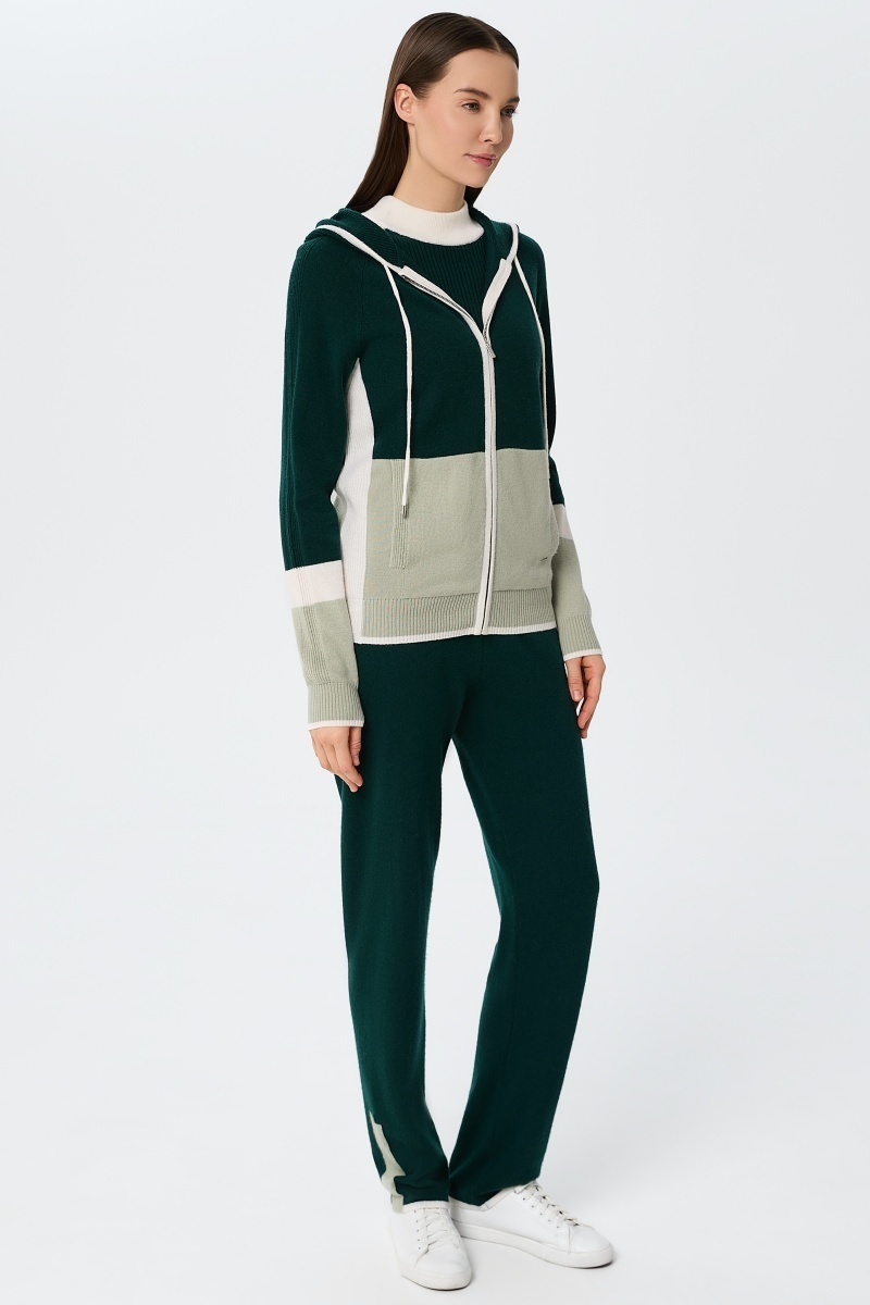 sku: W25-00CH0714 | Brand: Marc Andre | Size: 36 38 40 42 44 46 | Colors: Зеленый | Бренды Marc&Andre | Кашемир Джемперы | Title: Джемпер на молнии с капюшоном URBAN BLOCK