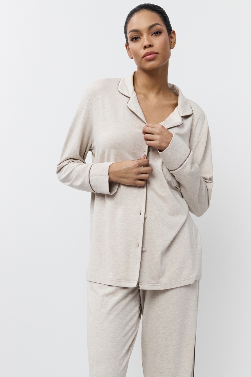 sku: KARINE | Brand: Aruelle  | Size: XSmall Small Medium Large XLarge XXLarge  | Colors: Светло-бежевый  | Бренды Aruelle | Домашняя одежда Пижамы | Title: Пижама с брюками KARINE