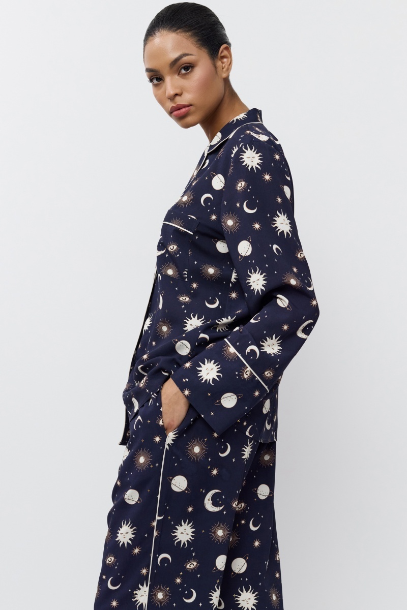 sku: VENUS | Brand: Aruelle  | Size: XSmall Small Medium Large XLarge  | Colors: Синий/Кремовый  | Бренды Aruelle | Домашняя одежда Пижамы | Title: Пижама с  брюками VENUS