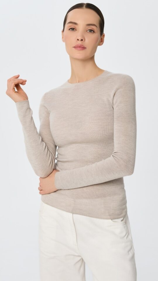 sku: W25-00MW1919 | Brand: Marc Andre  | Size: 36 38 40 42 44 46  | Colors: Бежевый  | Бренды Marc&Andre | Кашемир Джемперы | Title: Лонгслив SHEER WHISPER