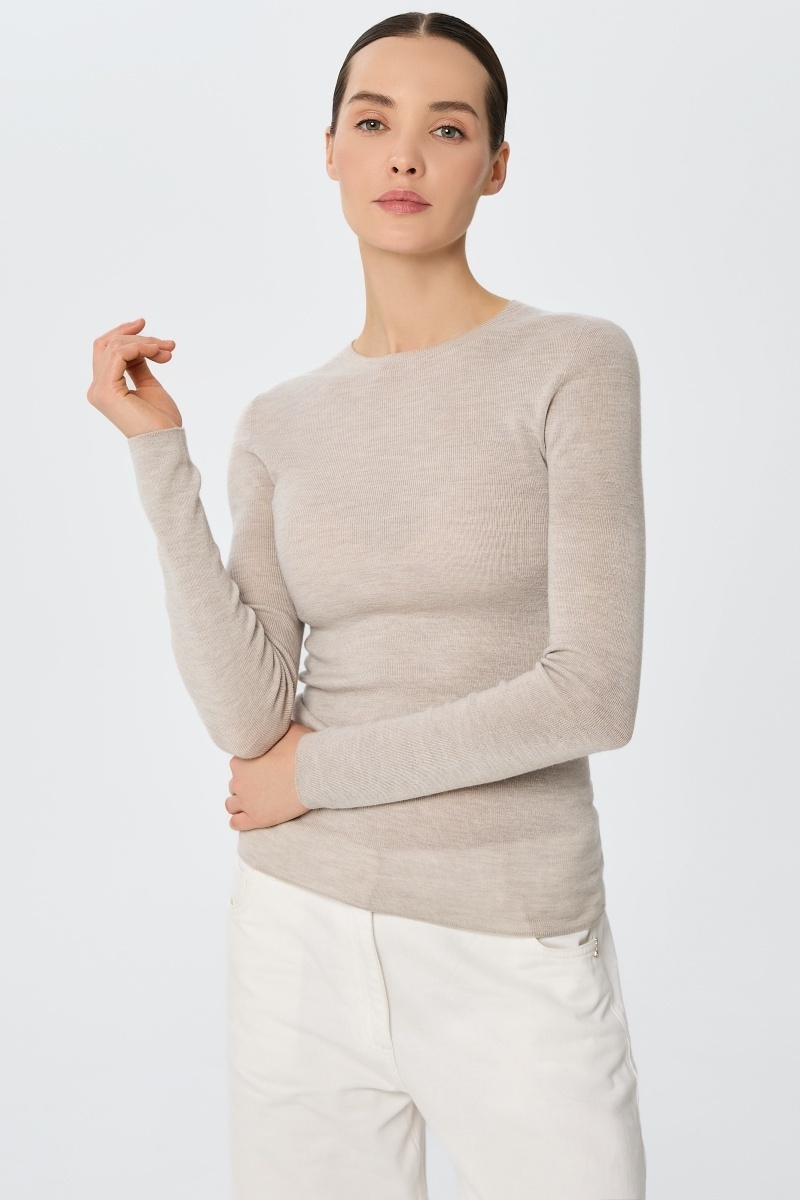 sku: W25-00MW1919 | Brand: Marc Andre  | Size: 36 38 40 42 44 46  | Colors: Бежевый  | Бренды Marc&Andre | Кашемир Джемперы | Title: Лонгслив SHEER WHISPER