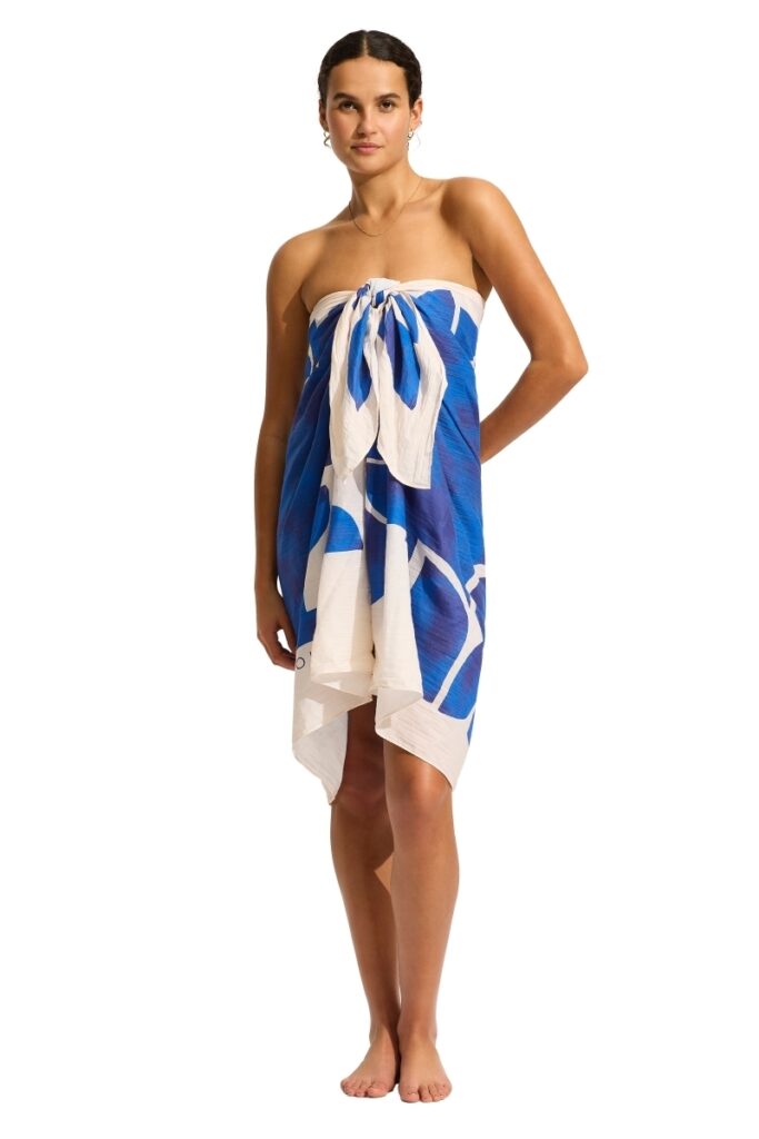 sku: 55454-SG | Brand: Seafolly  | Size: Onesize  | Colors: Ультрамарин  | Бренды Seafolly | Пляжная одежда | Title: Парео пляжное SUNRAY