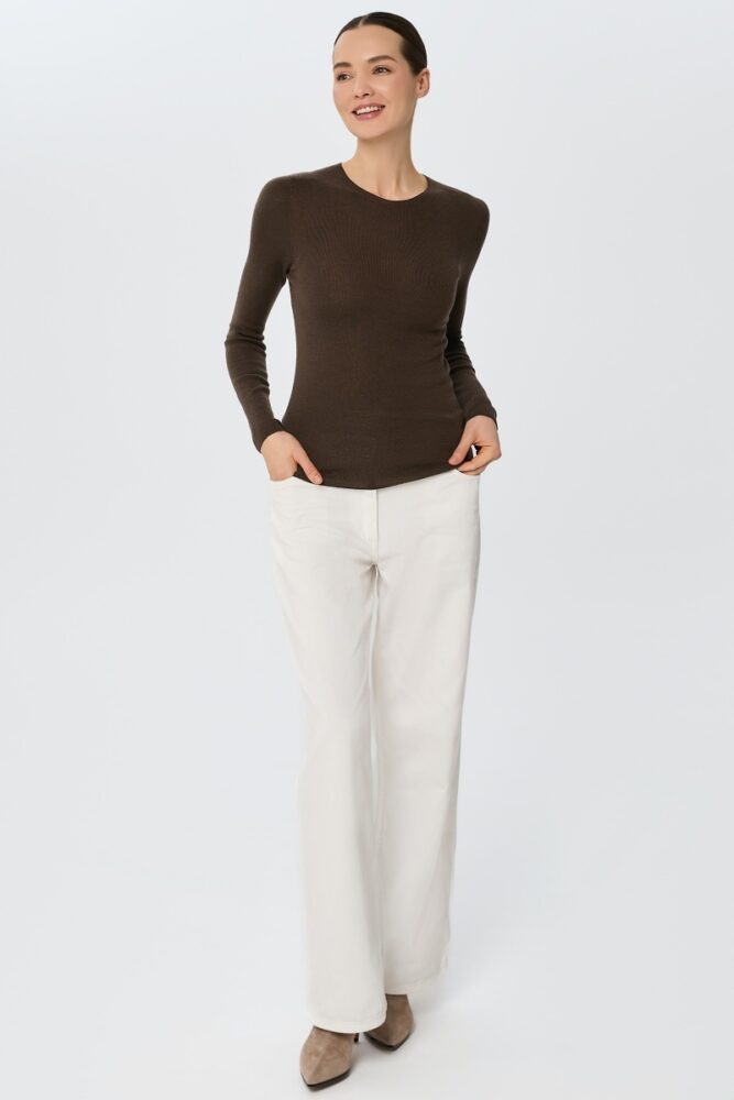 sku: W25-00MW2019 | Brand: Marc Andre  | Size: 36 38 40 42 44 46  | Colors: Коричневый  | Бренды Marc&Andre | Кашемир Джемперы | Title: Лонгслив SHEER WHISPER