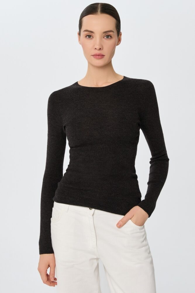 sku: W25-00MW2119 | Brand: Marc Andre  | Size: 36 38 40 42 44 46  | Colors: Черный  | Бренды Marc&Andre | Кашемир Джемперы | Title: Лонгслив SHEER WHISPER