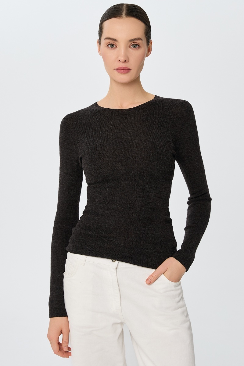 sku: W25-00MW2119 | Brand: Marc Andre  | Size: 36 38 40 42 44 46  | Colors: Черный  | Бренды Marc&Andre | Кашемир Джемперы | Title: Лонгслив SHEER WHISPER