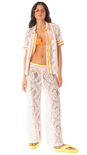 sku: PT2534CPA002 | Brand: Maaji  | Size: Medium Large  | Colors: Бежевый/Оранжевый  | Бренды Maaji | Пляжная одежда | Title: Брюки FLOWERY CROCHET