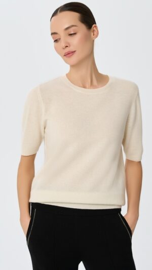 sku: W25-00CH1308 | Brand: Marc Andre  | Size: 36 38 40 42 44 46  | Colors: Белый  | Бренды Marc&Andre | Кашемир Джемперы | Title: Джемпер с коротким рукавом DAILY DELIGHT