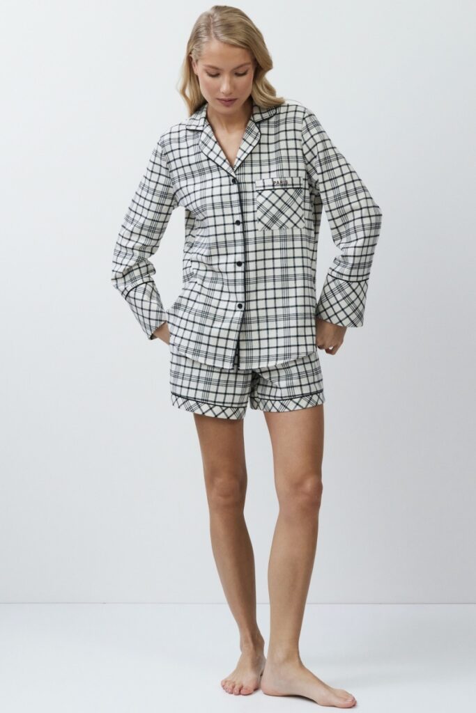 sku: TERRA | Brand: Aruelle  | Size: XSmall Small Medium Large XLarge XXLarge  | Colors: Бежевый/Черный  | Бренды Aruelle | Домашняя одежда Пижамы | Title: Пижама с шортами TERRA