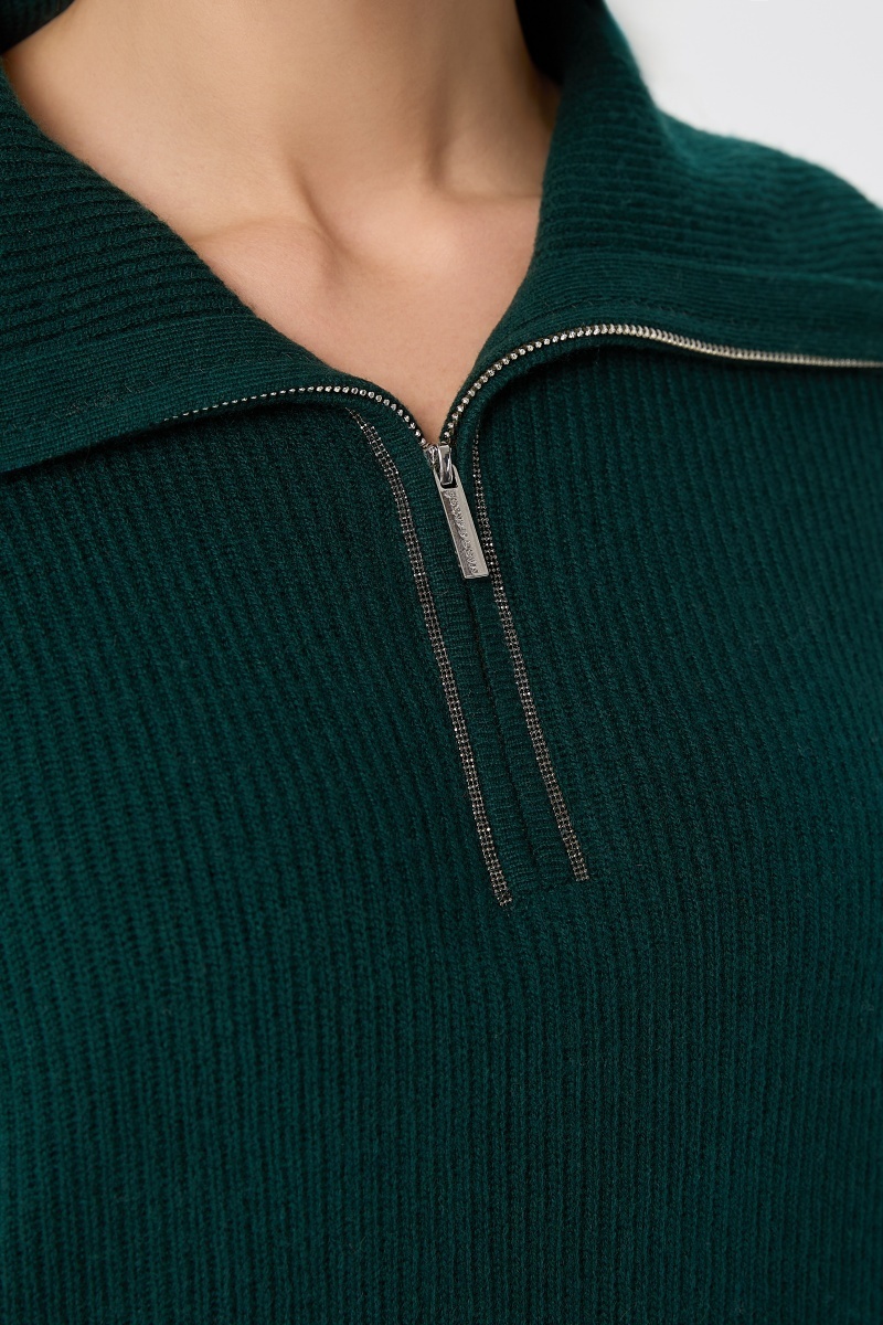 sku: W25-00CH0323 | Brand: Marc Andre  | Size: 36 38 40 42 44 46  | Colors: Изумруд  | Бренды Marc&Andre | Кашемир Джемперы | Title: Свитер с воротником на молнии QUITE MOTION